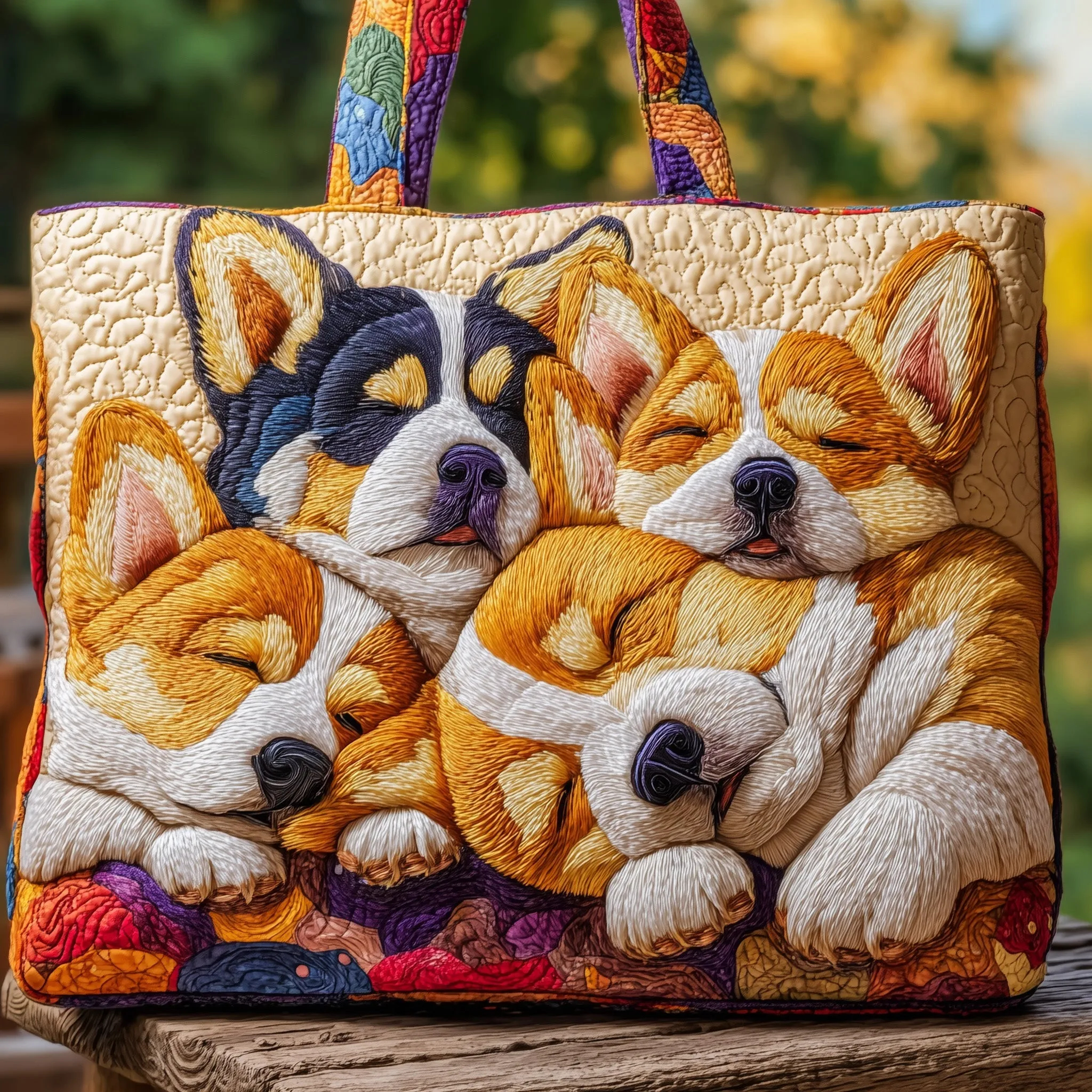 Puppy Pattern Quilted Tote Bag