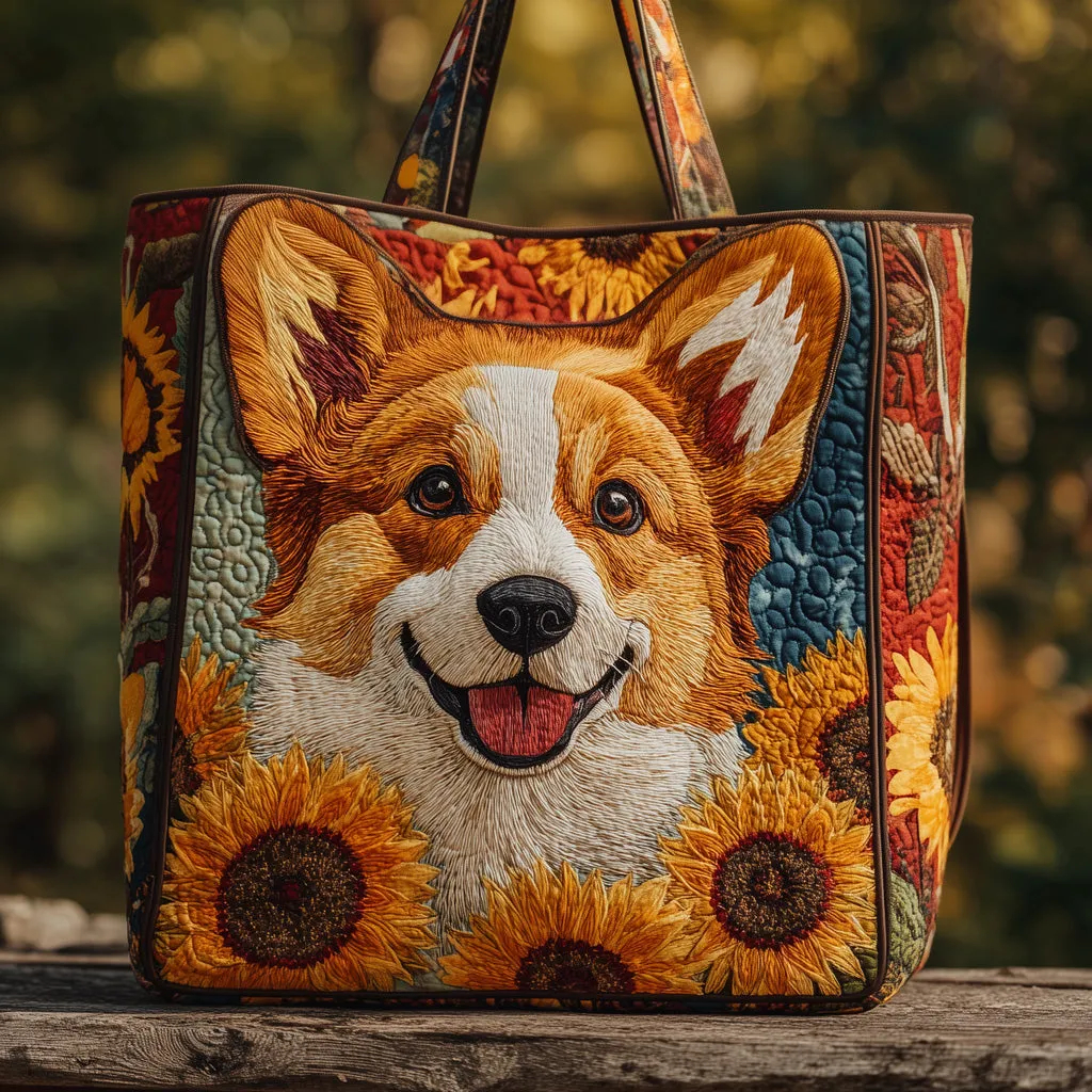 Puppy Pattern Quilted Tote Bag