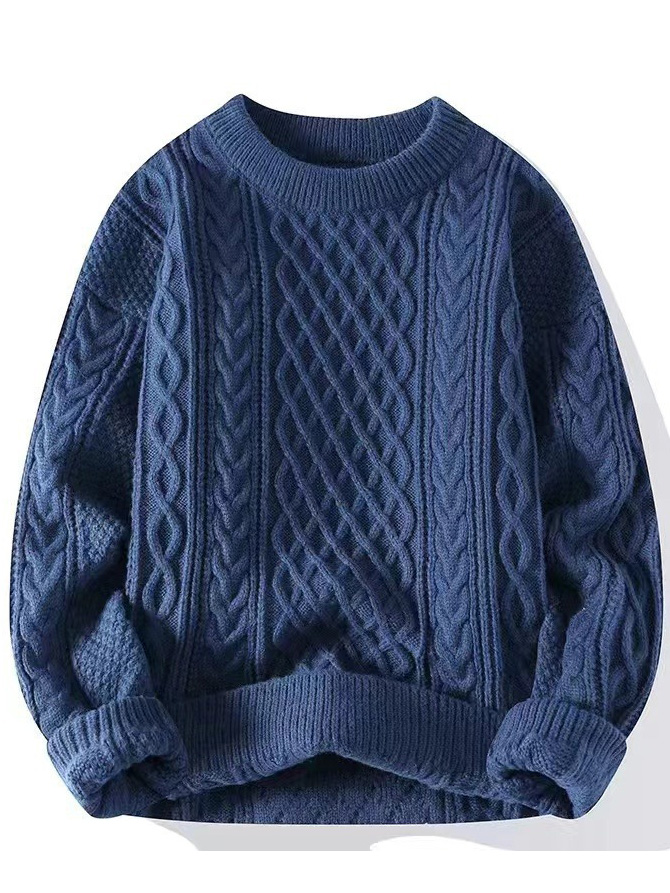 Men's Jacquard Textured Crewneck Knit Sweater