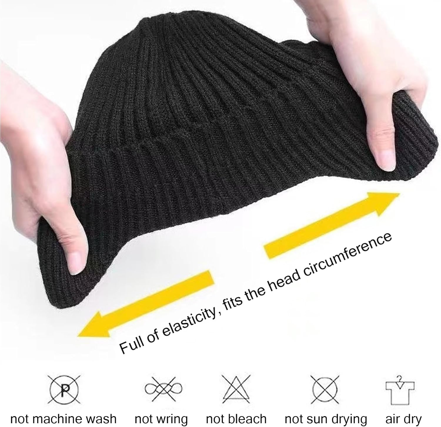 Winter Elastic Warm Hat, Men's Windproof Knitted Cap with Brim and Ear Flaps for Outdoor Riding