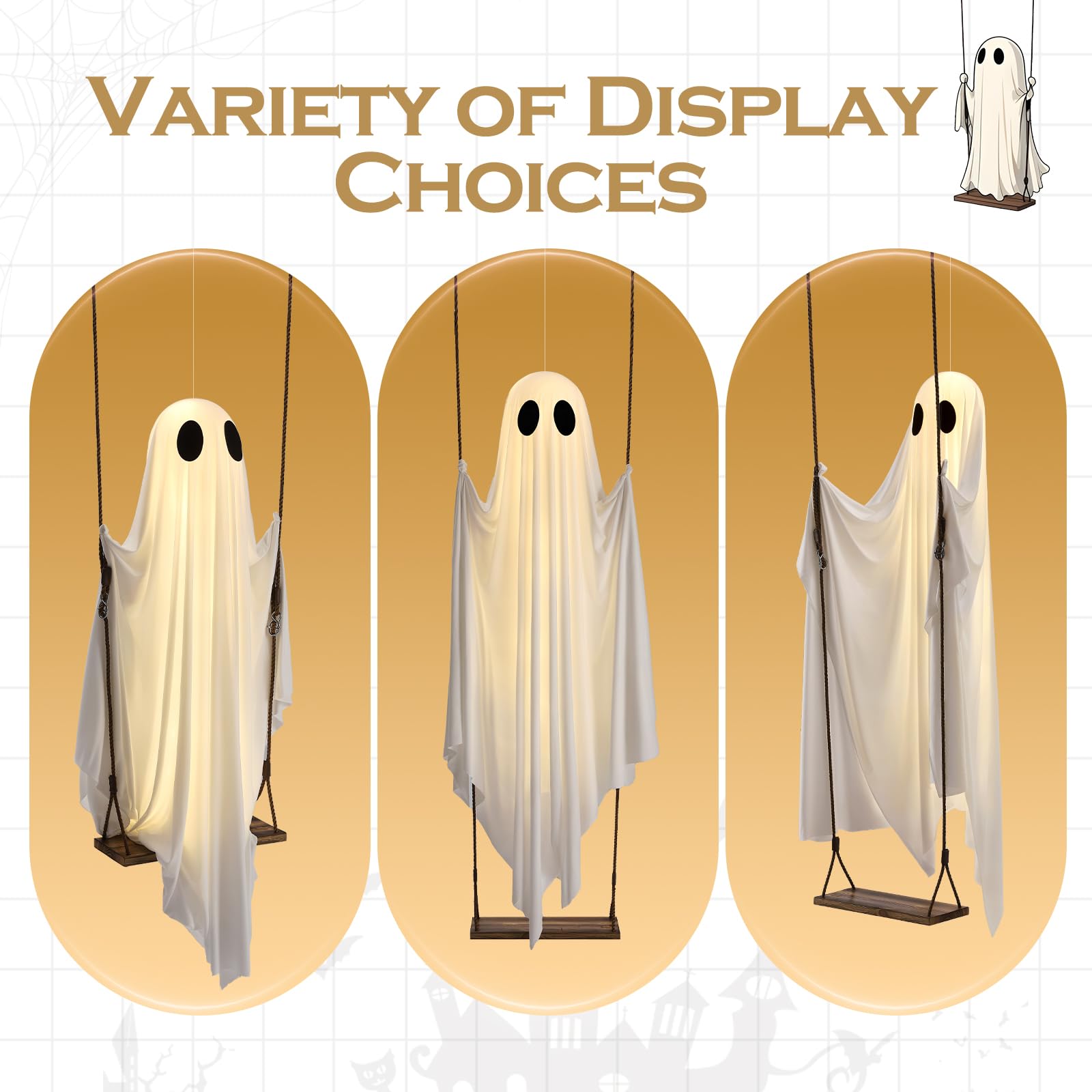 🔥Hanging Swinging Ghost Halloween Decor，Load Capacity 100kg (with Light and Remote Control)