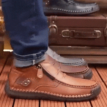 Men's Comfortable Handmade Leather Boots – Waterproof, Arch Support, Pressure Relief