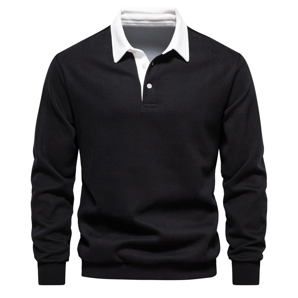 Men's Casual Business Cotton Long-Sleeved Collared Sweatshirt