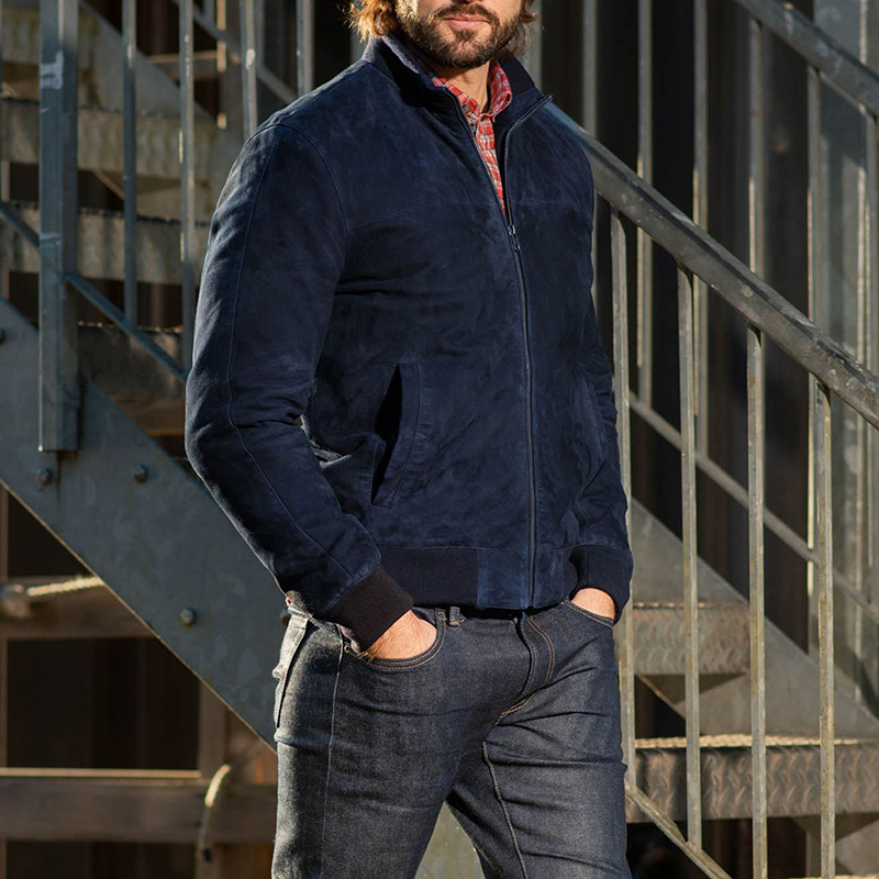 Premium Suede Bomber Jacket – Timeless Style