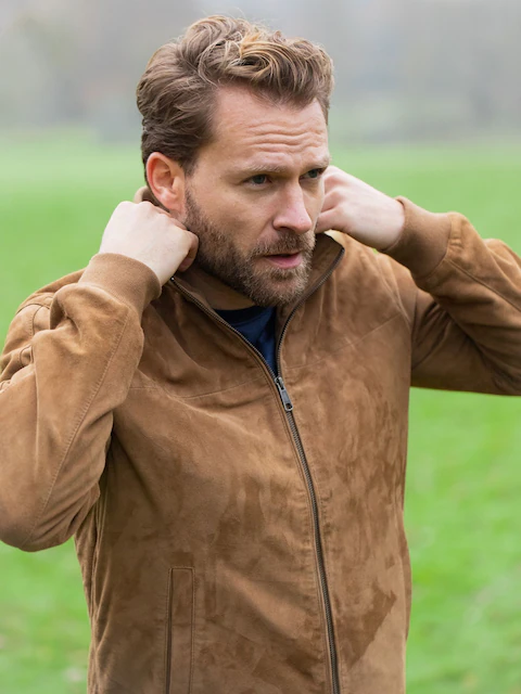 Premium Suede Bomber Jacket – Timeless Style