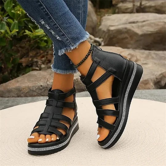 Women's wedge heel rhinestone platform orthotic sandals