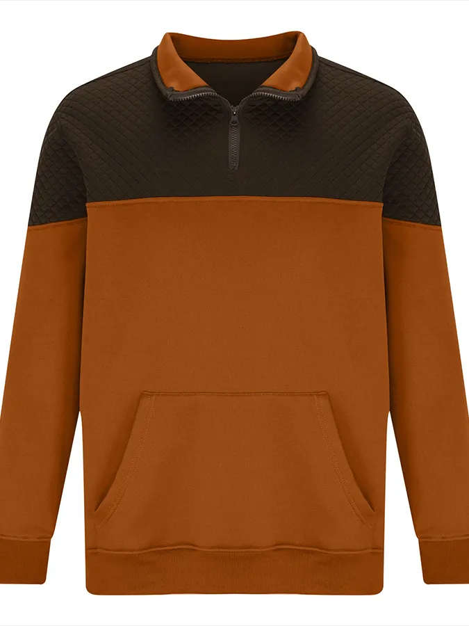 Men's Fashionable Color Block Half Zip Outdoor Casual Sweatshirt