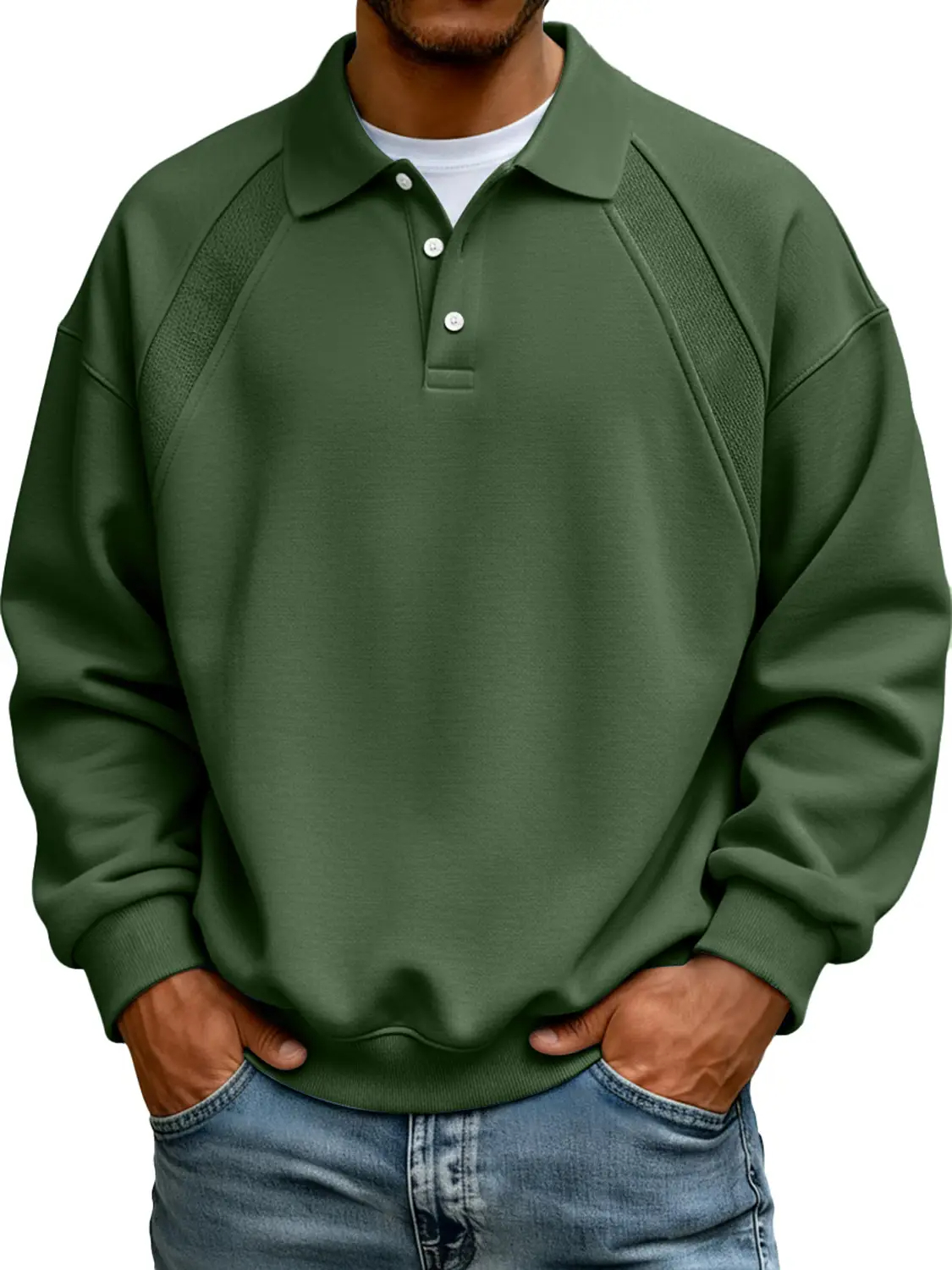 ✨Winter Bestseller! ❄️Men's Simple Patchwork Lapel Button Long Sleeve Sweatshirt