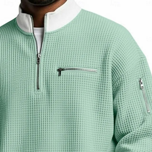 Men’s Waffle Long-Sleeve Half-Zip Top
