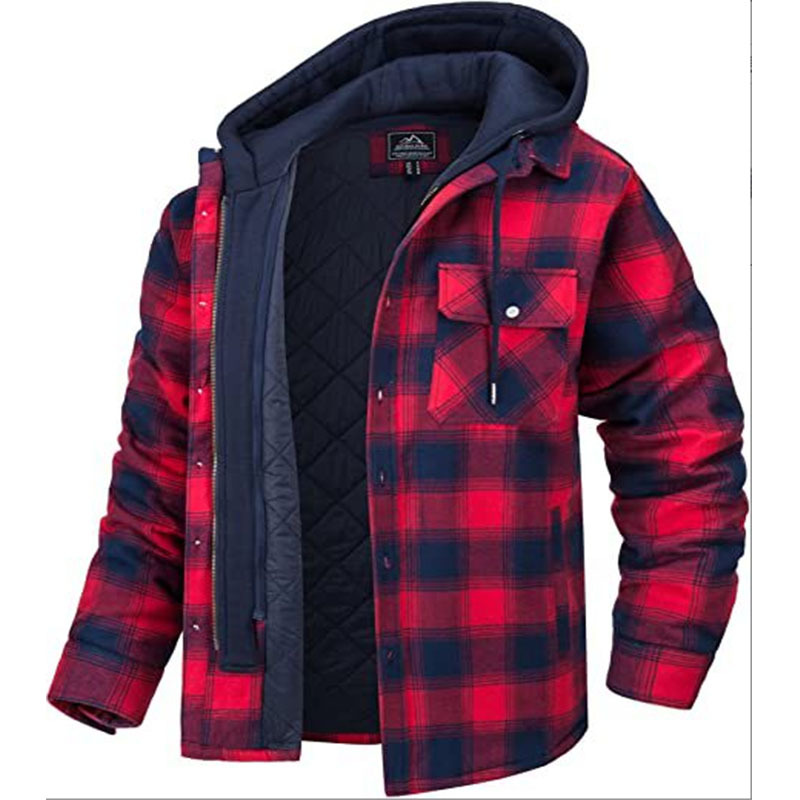 Men's Flannel Shirt Jacket - Wool-lined Cotton Winter Coat