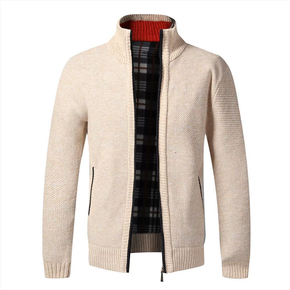 Men's autumn and winter stand collar zipper casual cardigan sweater jacket