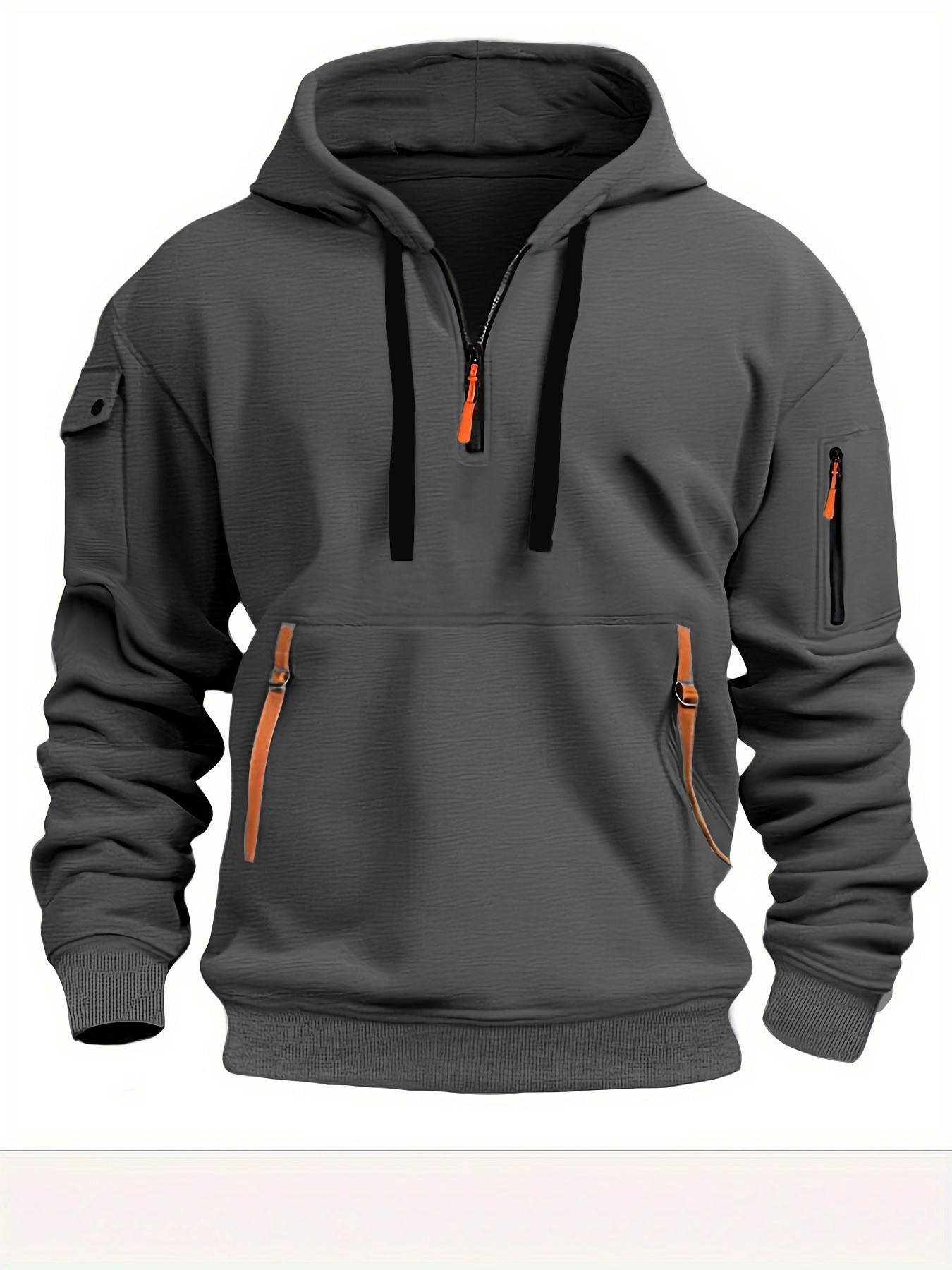 Men's sports casual hoodie pullover sweatshirt with zipper and multiple pockets men's sweatshirt jacket