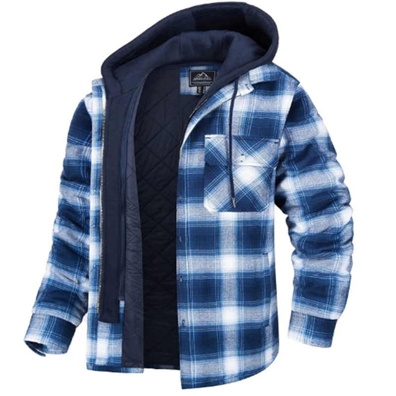 Men's Flannel Shirt Jacket - Wool-lined Cotton Winter Coat