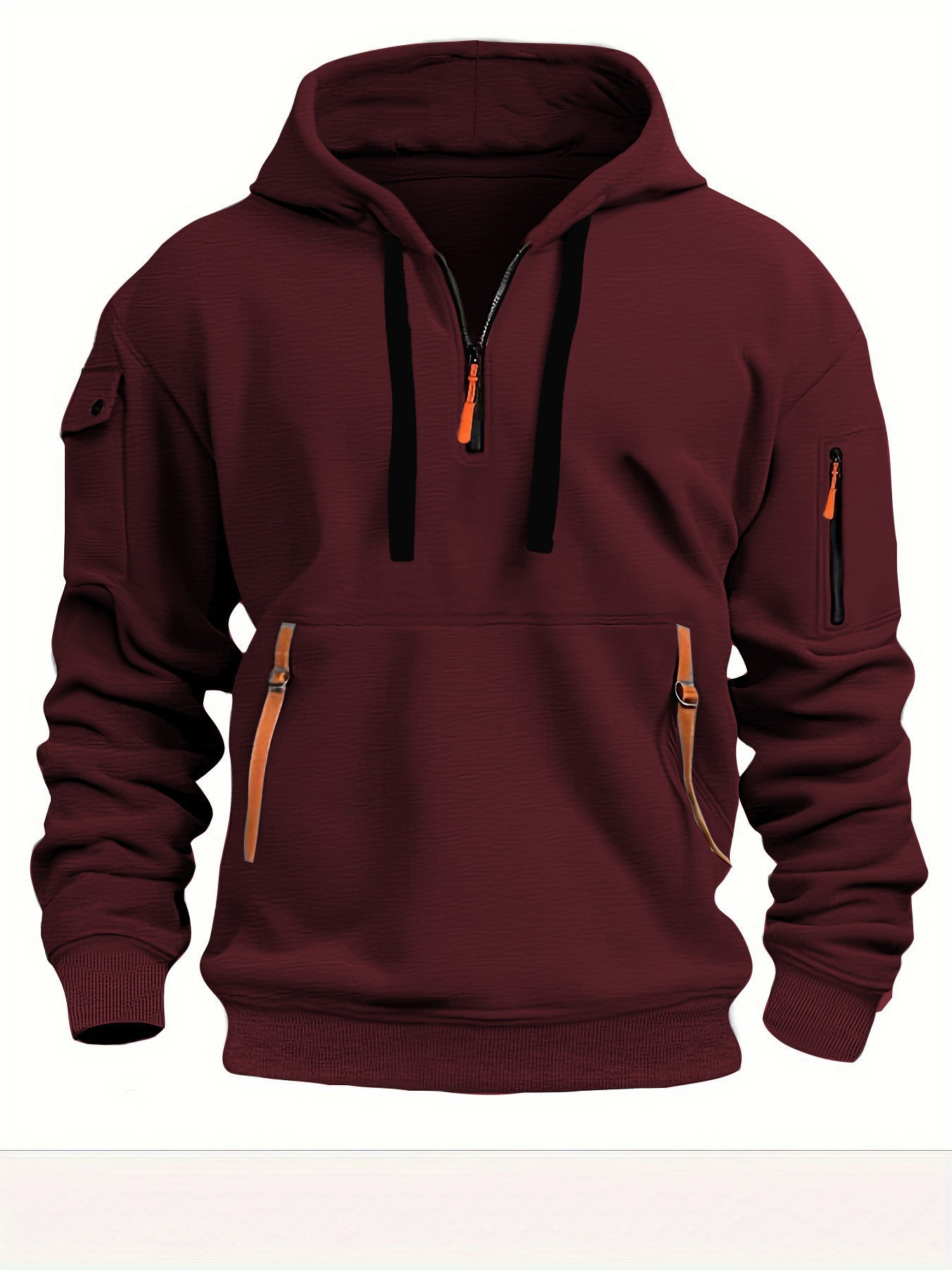 Men's sports casual hoodie pullover sweatshirt with zipper and multiple pockets men's sweatshirt jacket