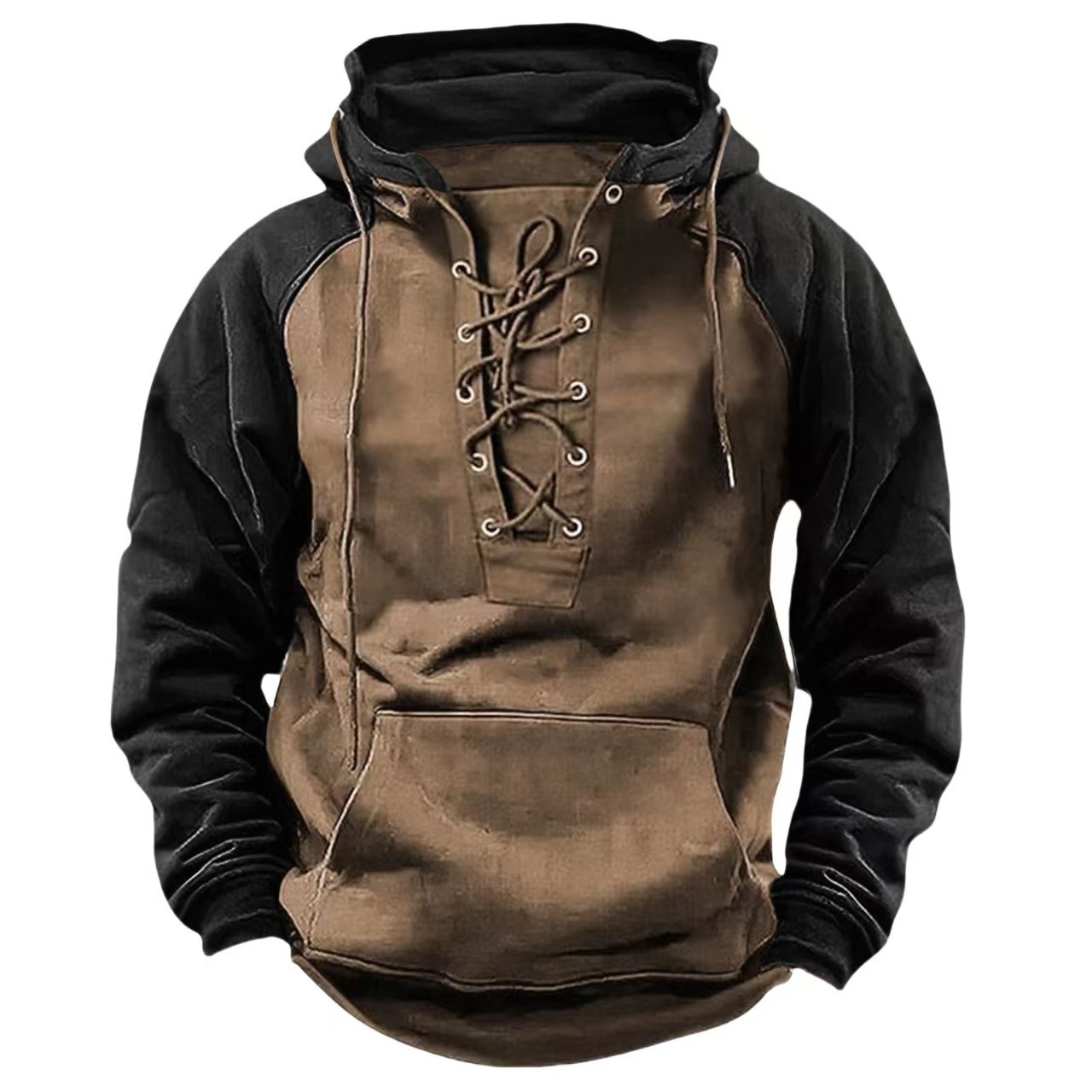 2025 Men's Autumn/Winter Hooded Sweatshirt, Men's Workwear Color Block Casual Sweatshirt Jacket