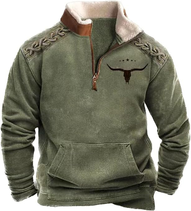 Men's 3D Printed Sweatshirt with Fur Collar