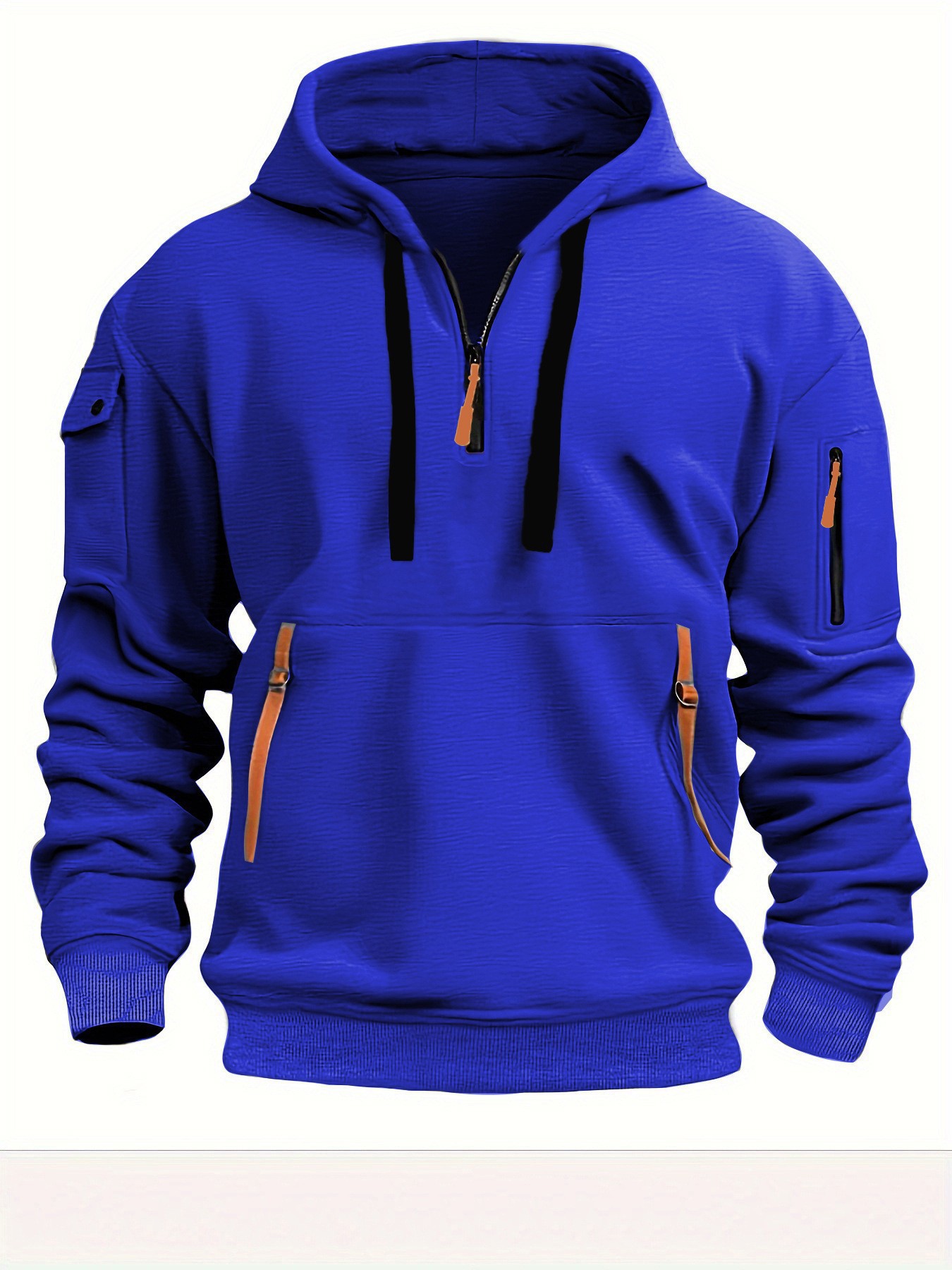 Men's sports casual hoodie pullover sweatshirt with zipper and multiple pockets men's sweatshirt jacket
