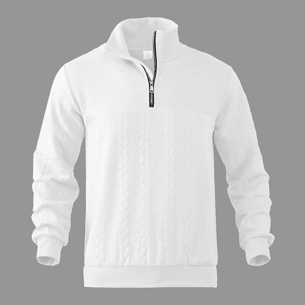 Men's Retro Casual Stand Collar Zipper Pullover Loose Knitted Sweatshirt