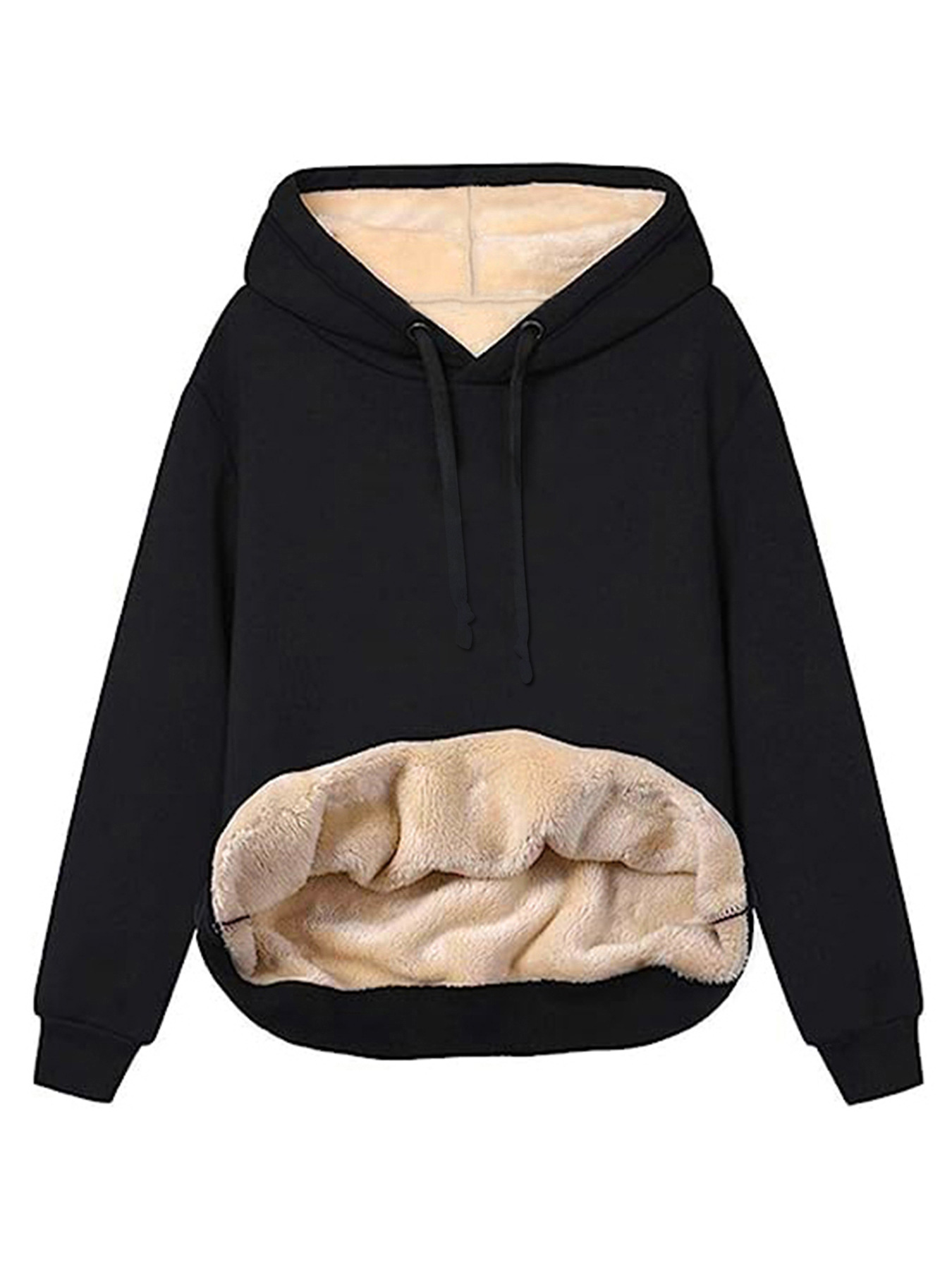 Women's Warm Lambswool Pocket Hooded Sweatshirt