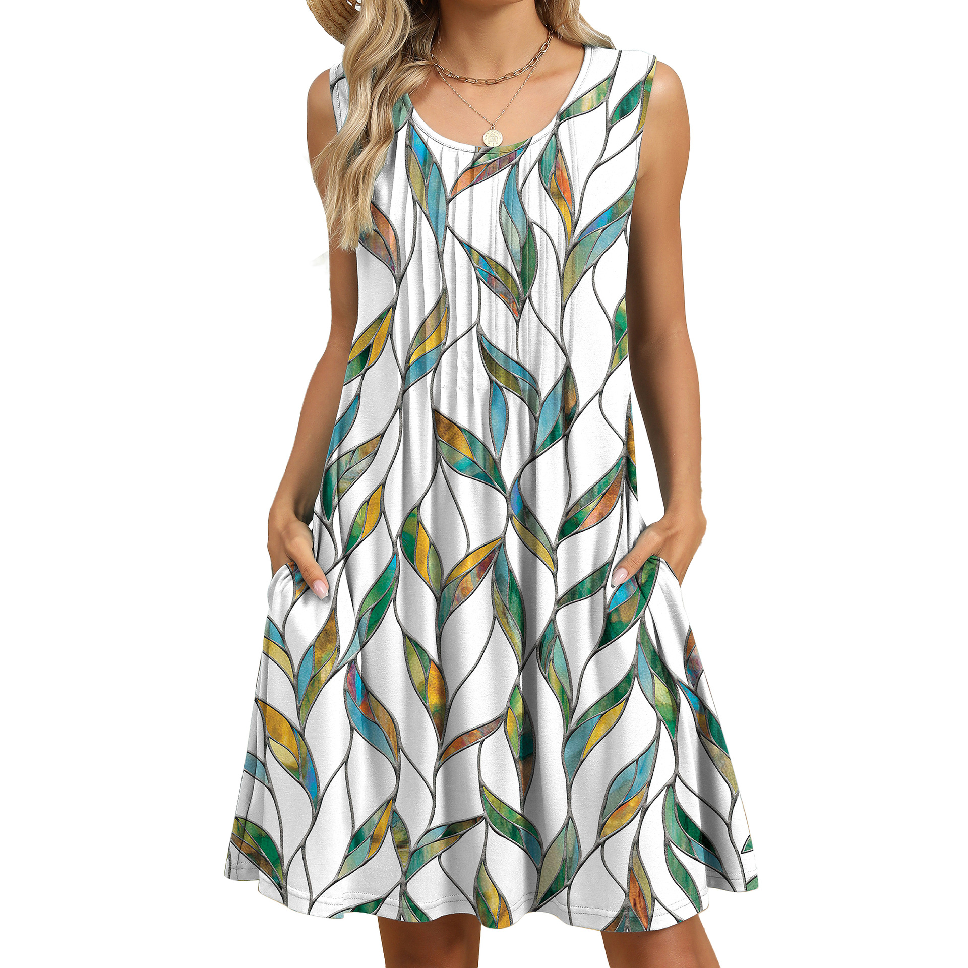 🔥Today 50% off🔥-Women's Printed Vest Loose Pocket Dress