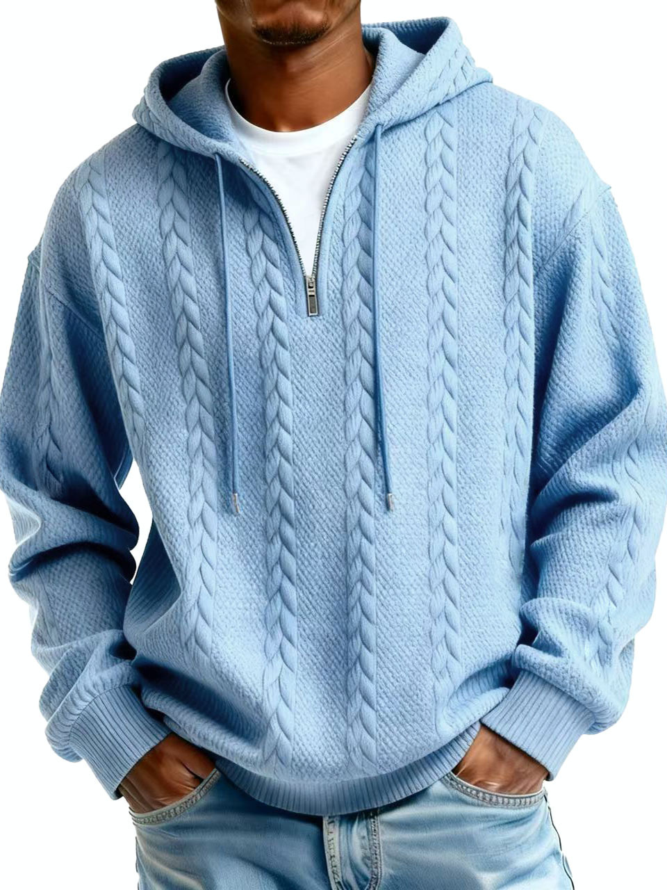 Men's Jacquard Hoodie Pullover Hoodie Sweatshirt Textured Sports