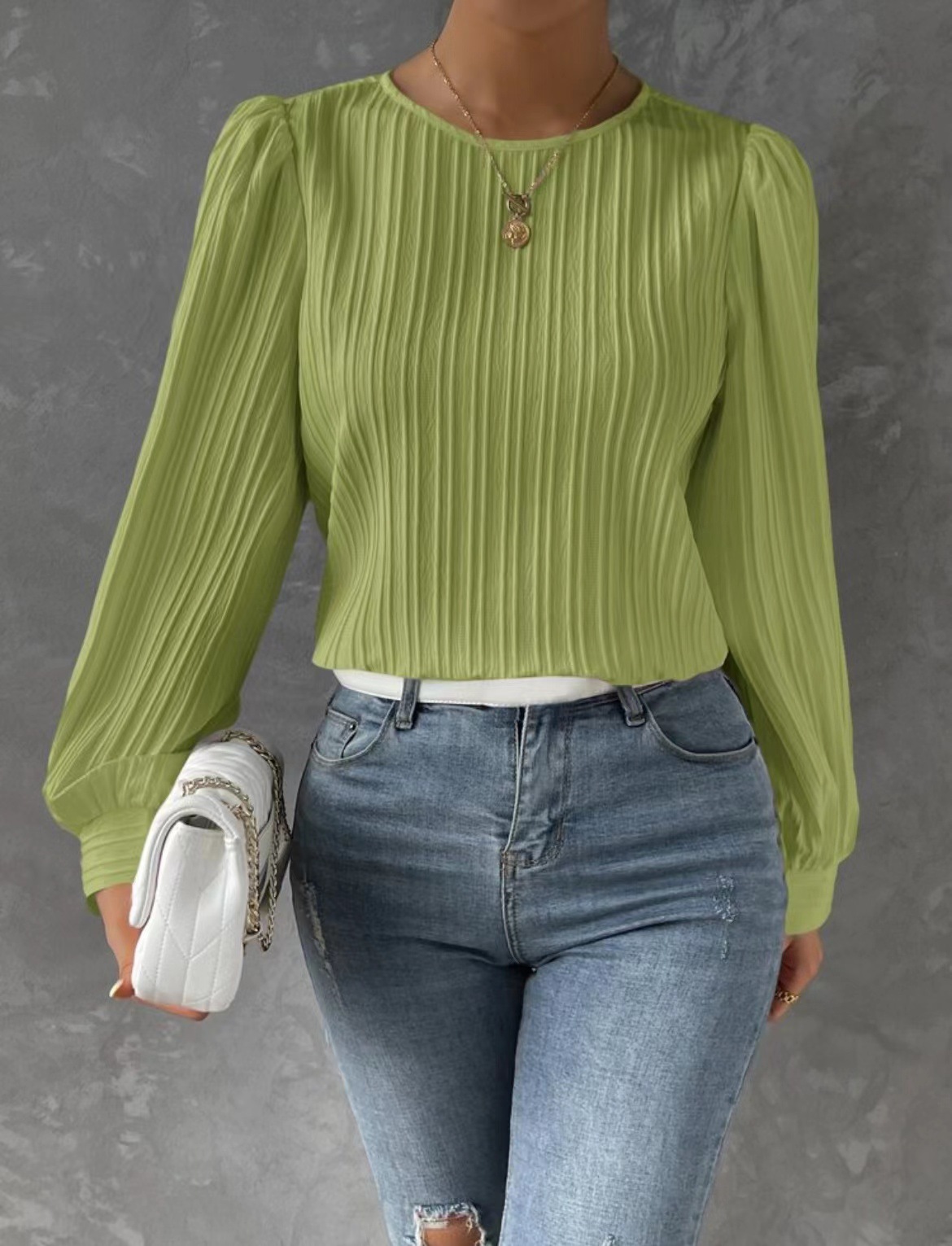 Women's Round Neck Long Sleeve Blouse
