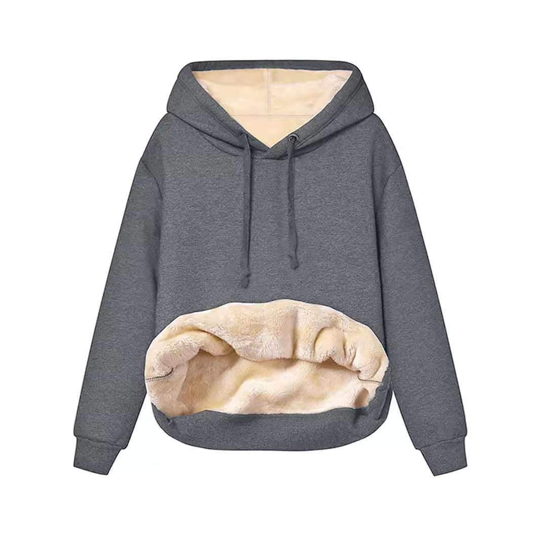 Women's Warm Lambswool Pocket Hooded Sweatshirt