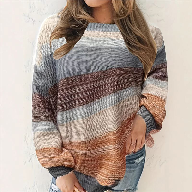 Women's Striped Color-Blocked Knit Sweater