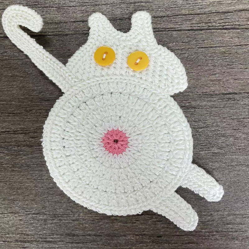 Knitted cat butt coasters