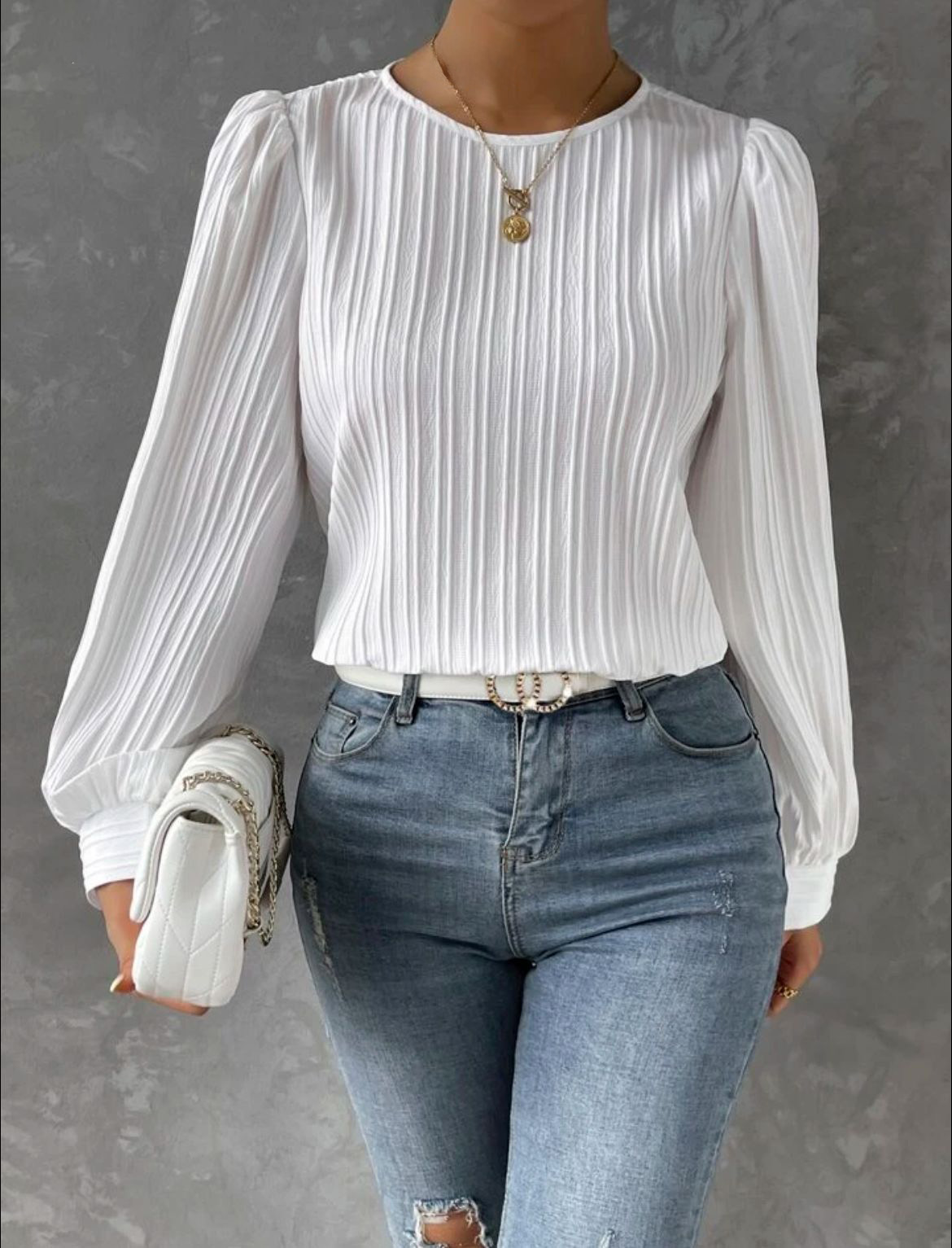 Women's Round Neck Long Sleeve Blouse