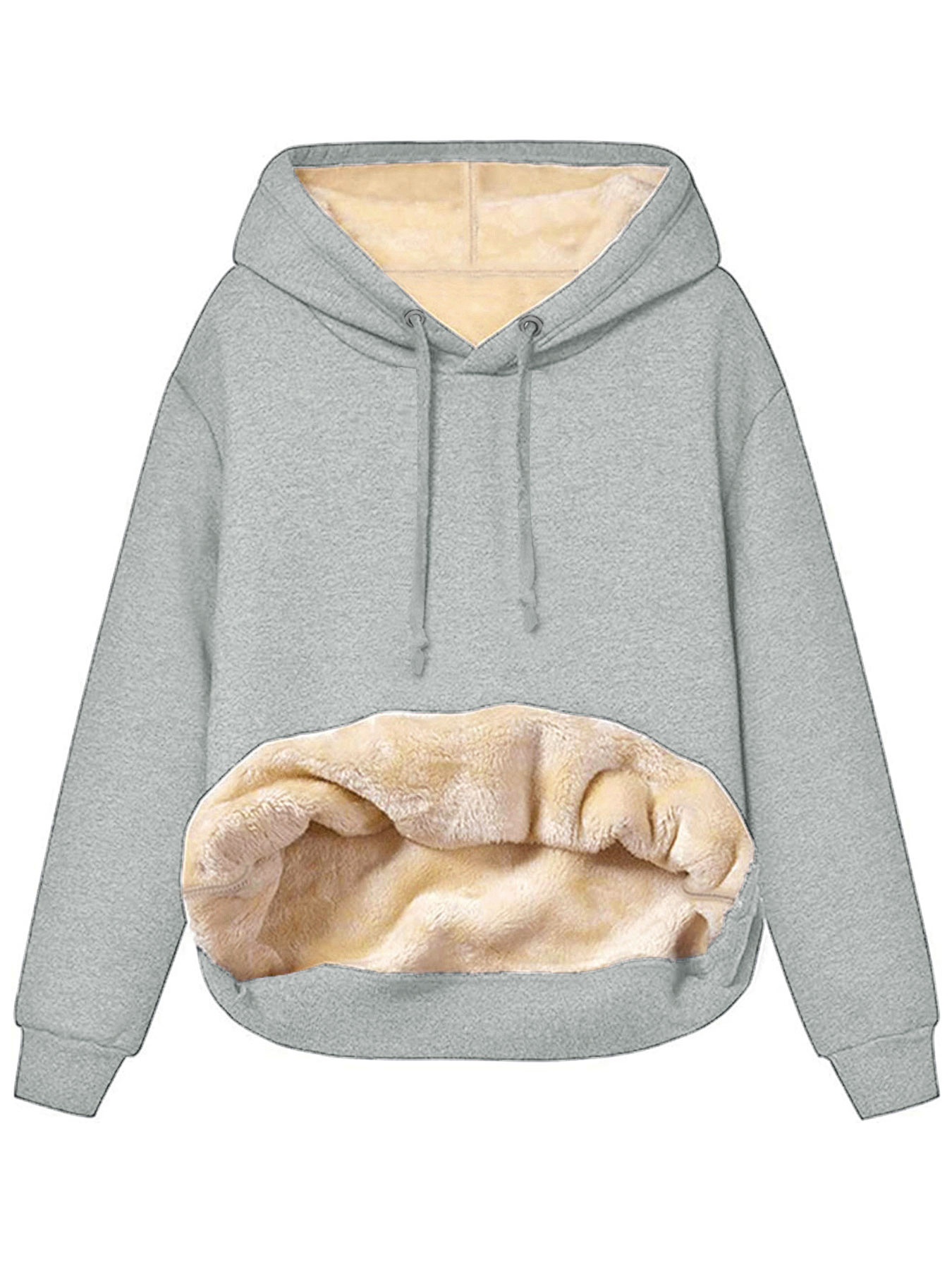 Women's Warm Lambswool Pocket Hooded Sweatshirt