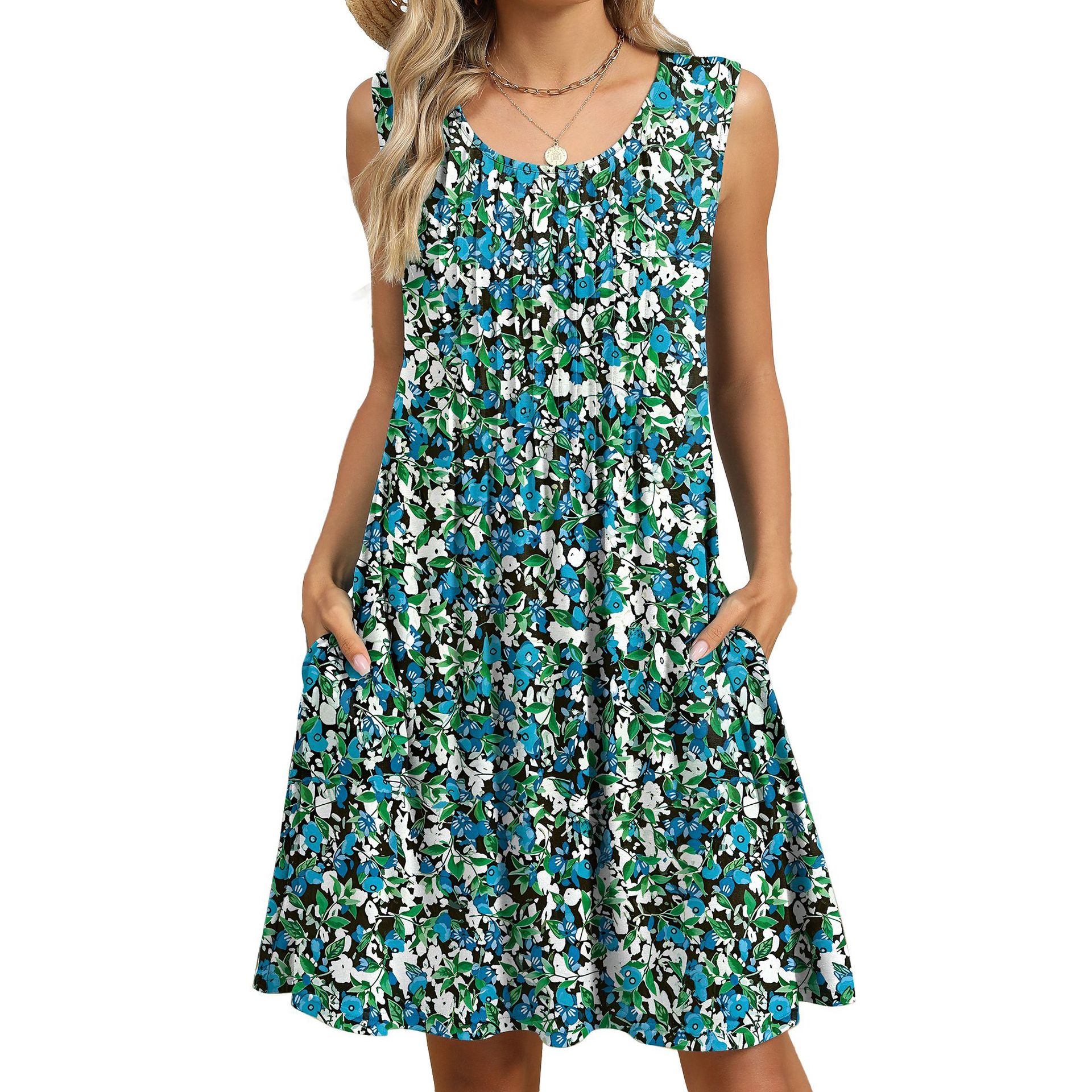 🔥Today 50% off🔥-Women's Printed Vest Loose Pocket Dress