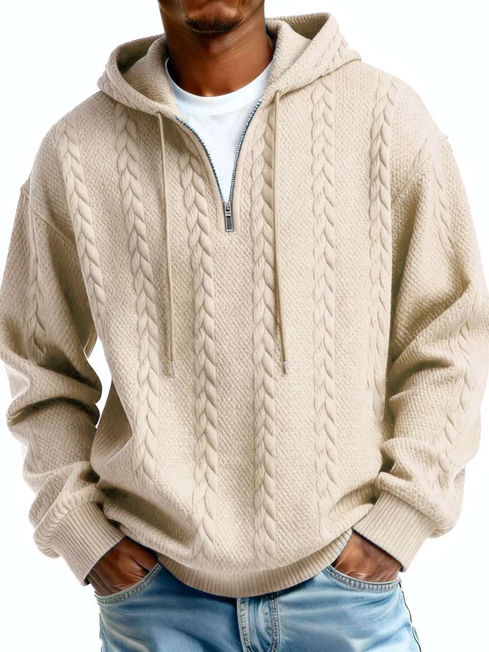 Men's Jacquard Hoodie Pullover Hoodie Sweatshirt Textured Sports