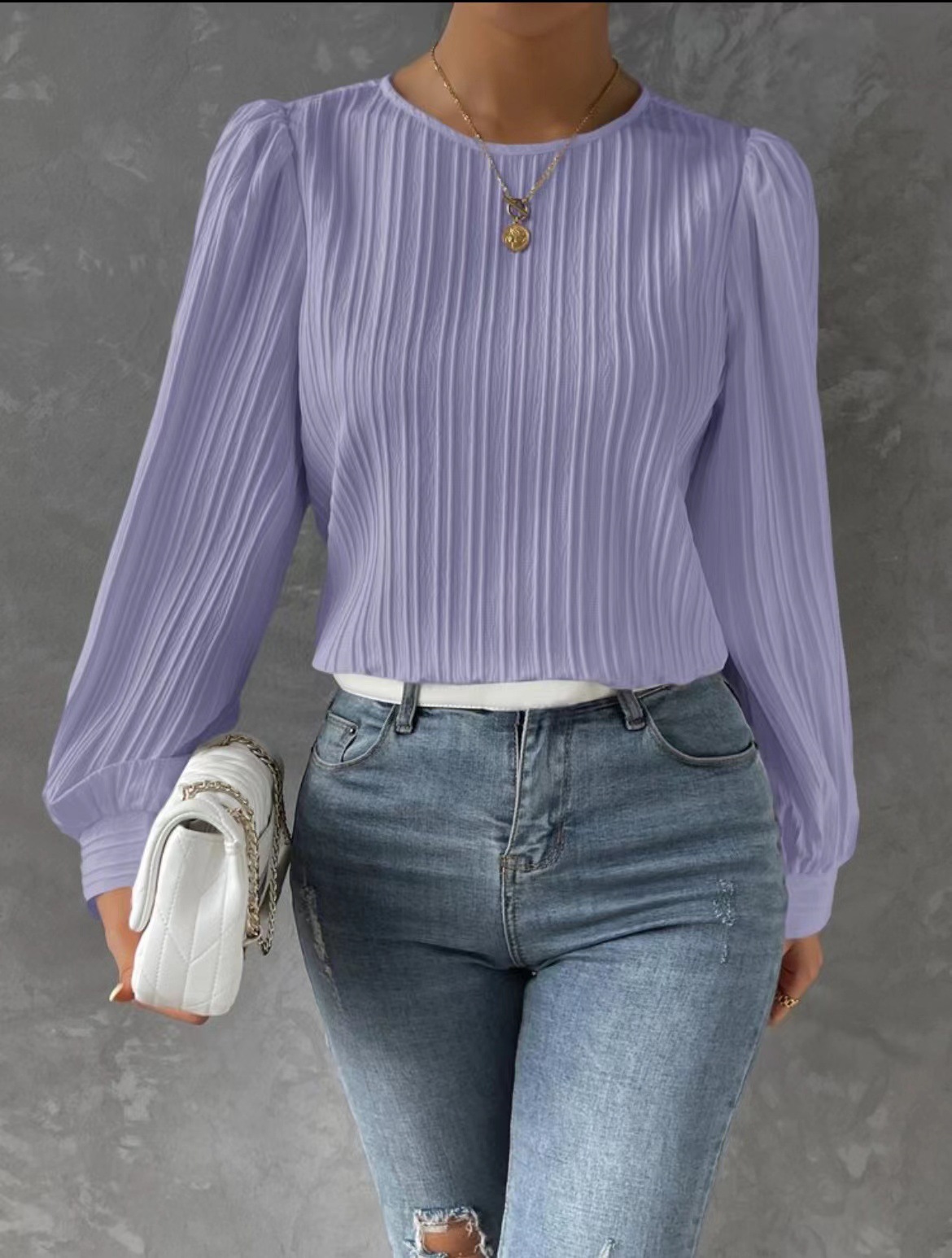 Women's Round Neck Long Sleeve Blouse