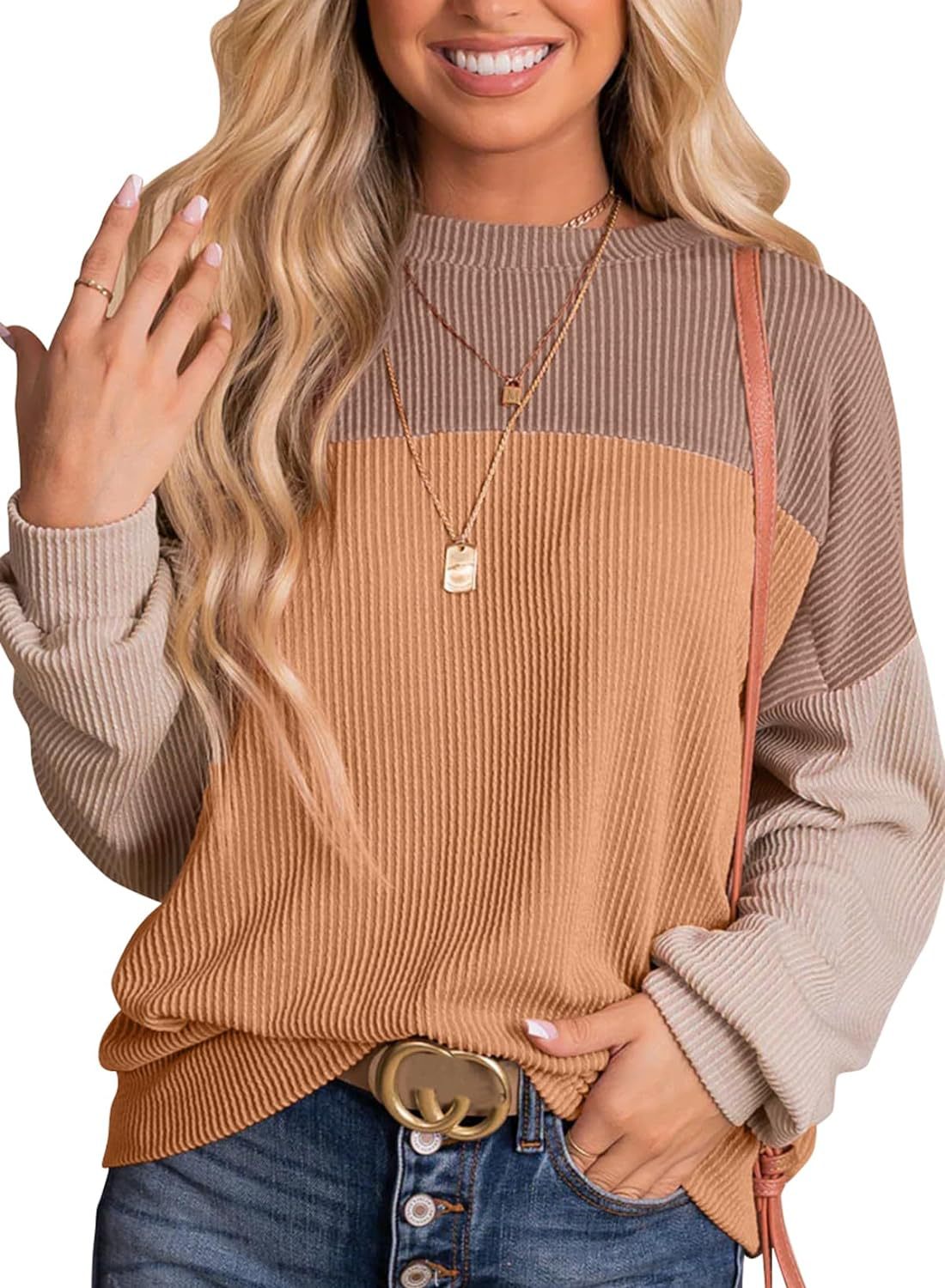 Women's Color-Blocked Casual Loose Sweatshirt