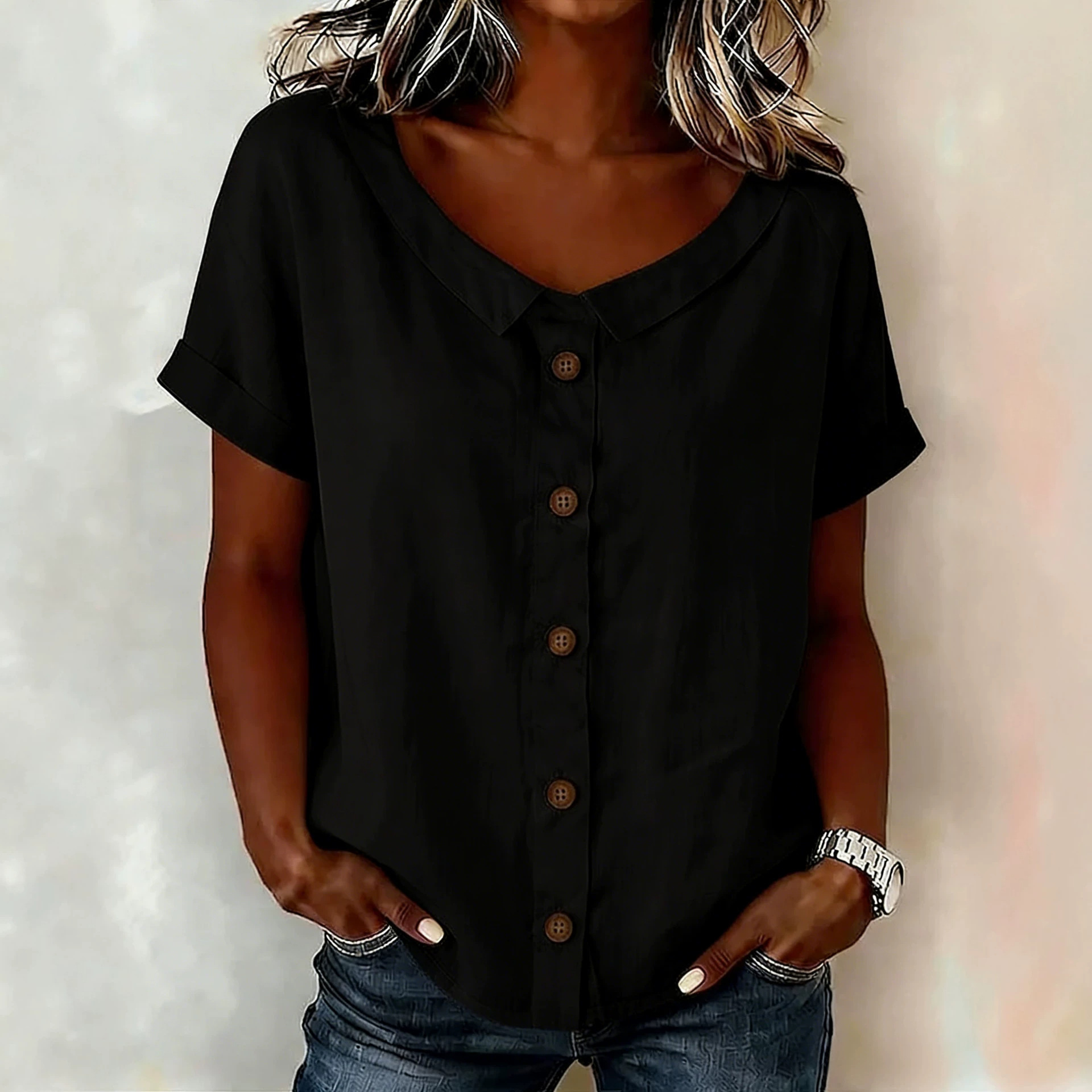 New Arrivals🔥 Women's Round-neck Short-sleeve Casual Loose Cotton-linen Tops