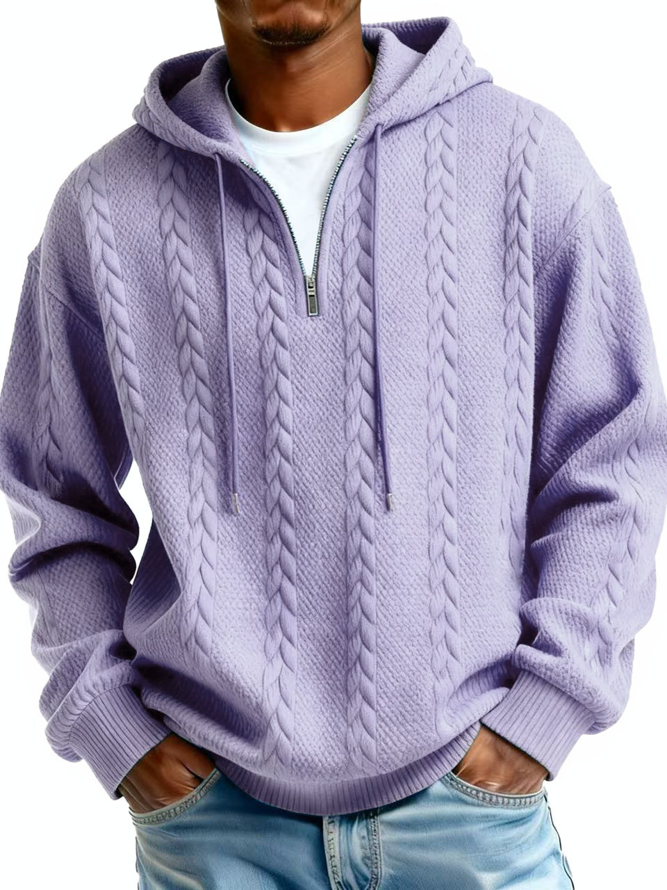 Men's Jacquard Hoodie Pullover Hoodie Sweatshirt Textured Sports