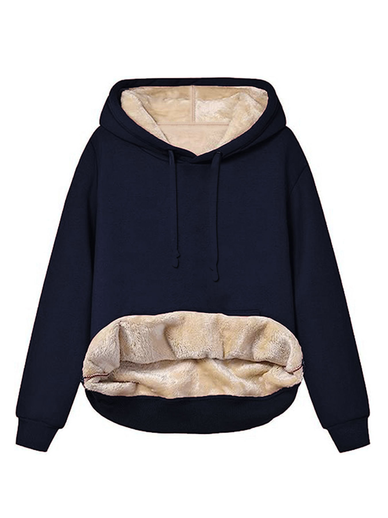 Women's Warm Lambswool Pocket Hooded Sweatshirt