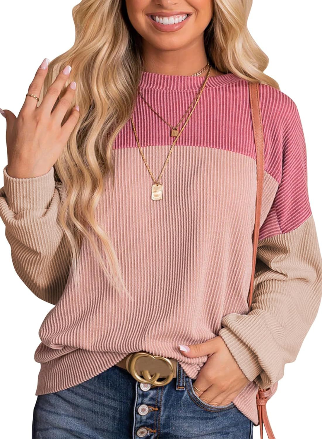 Women's Color-Blocked Casual Loose Sweatshirt