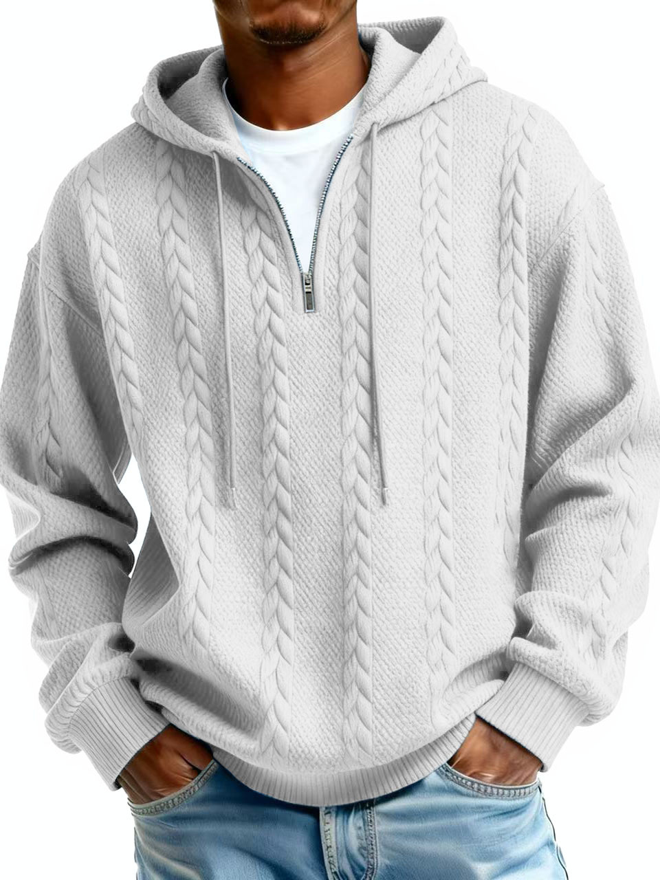 Men's Jacquard Hoodie Pullover Hoodie Sweatshirt Textured Sports