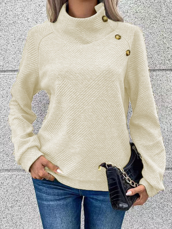 🔥Women's High Neck Special Button Designer Sweatshirt