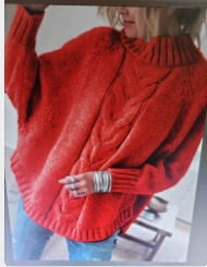 Women's loose batwing sleeve turtleneck knit top