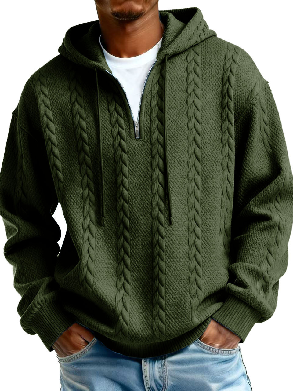 Men's Jacquard Hoodie Pullover Hoodie Sweatshirt Textured Sports