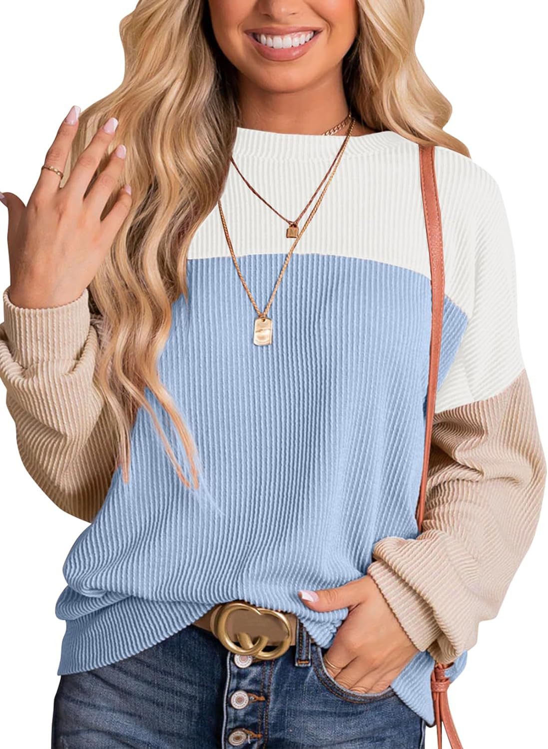 Women's Color-Blocked Casual Loose Sweatshirt