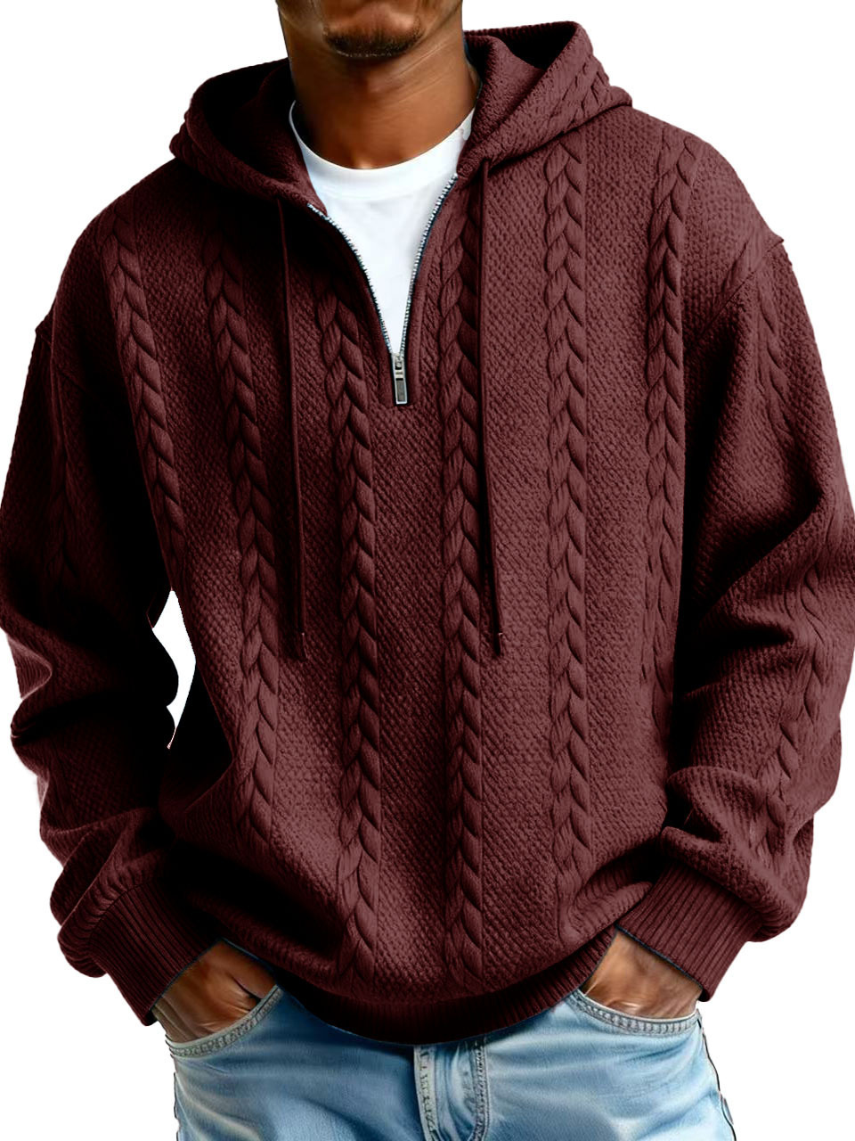 Men's Jacquard Hoodie Pullover Hoodie Sweatshirt Textured Sports
