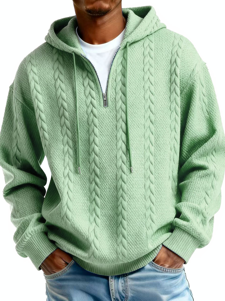 Men's Jacquard Hoodie Pullover Hoodie Sweatshirt Textured Sports