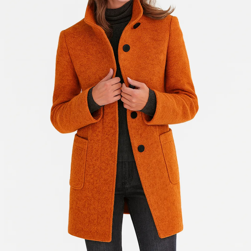 Women’s Elegant Vintage Stand Collar Wool Winter Coat
