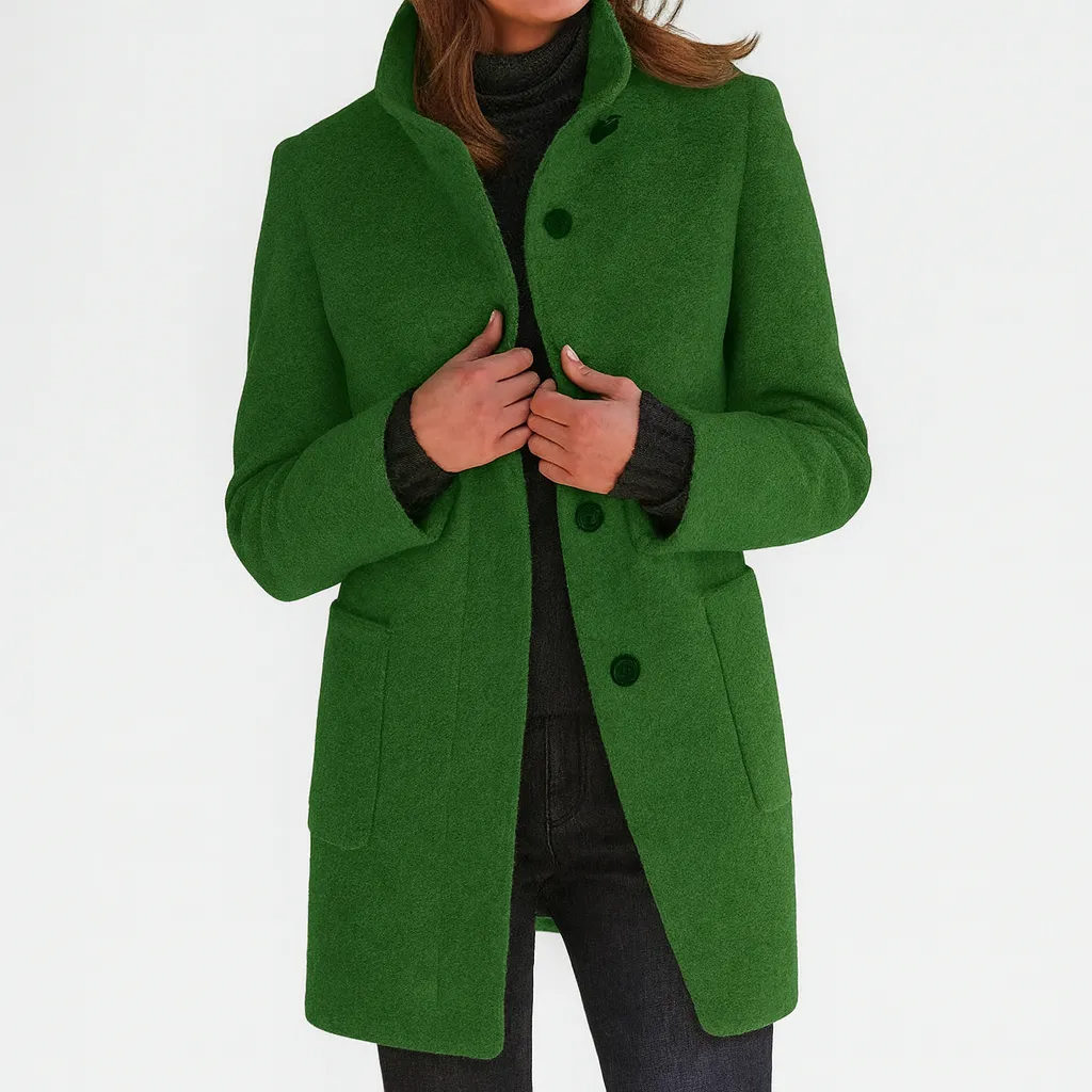 Women’s Elegant Vintage Stand Collar Wool Winter Coat