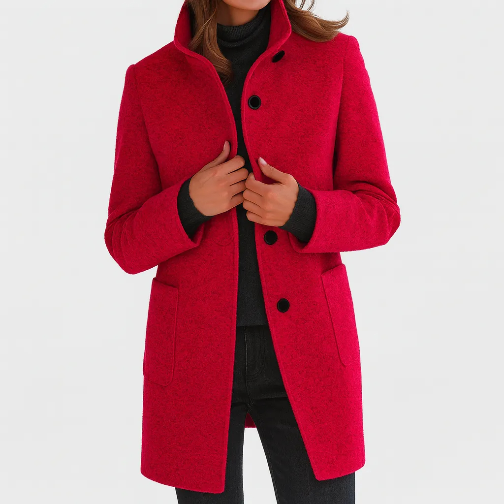Women’s Elegant Vintage Stand Collar Wool Winter Coat