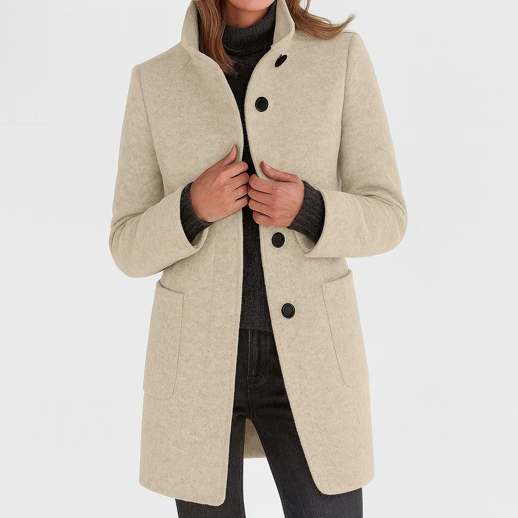 Women’s Elegant Vintage Stand Collar Wool Winter Coat